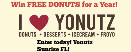 YonutzFL's tweet photo. @MiamiNewTimes @YonutzFL TODAY! Win FREE DONUTS for a YEAR! @YonutzFL #NationalDonutDay - https://t.co/5dW92MQx7j