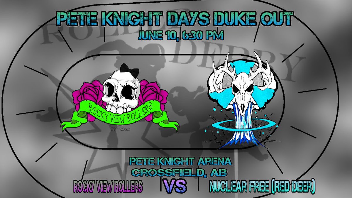Official_RVRDA's tweet photo. #familyfun event in #Crossfield during #PeteKnightDays! Doors open 6:30pm on June 10th for #rollerderby bout between #RockyView and #RedDeer https://t.co/tQ0dXRp2aG