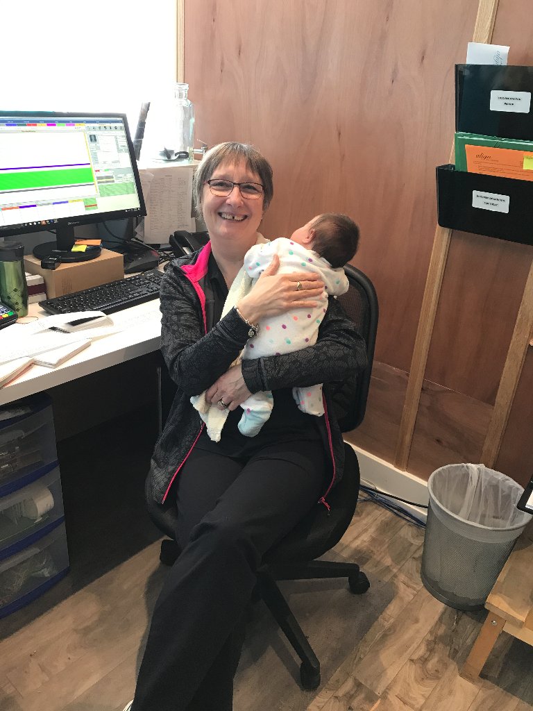 AlignHC's tweet photo. Margaret’s working hard with one of Align's newest practice members! (Our health assistant Laura's new daughter Maren) :) https://t.co/MmHupP3UmV