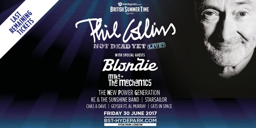 Less than a month to go until Phil visits <a href="/BSTHydePark/">BST Hyde Park</a>!
Last few tickets remaining.. go to philcollins.com #notdeadyetlive