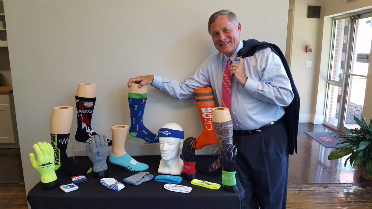 SenatorBurr's tweet photo. A rare sighting of me with socks. #SockFactory #MadeInNC https://t.co/PEZoAbbOeU