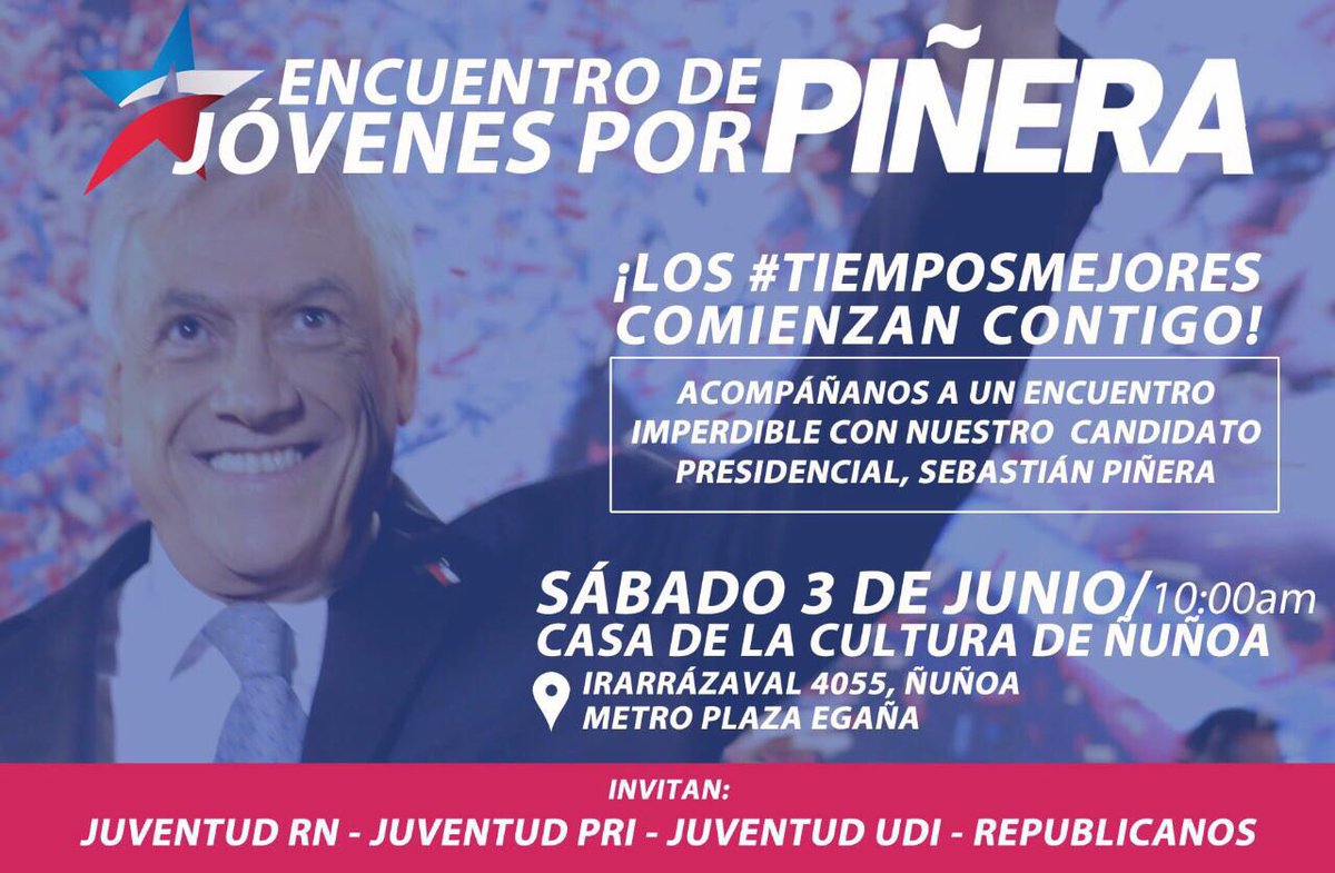 RNchile's tweet photo. Atención Jóvenes: MAÑANA estaremos conversando junto a nuestro candidato @sebastianpinera ¡Participa! #PiñeraesRN #tiemposmejores https://t.co/HxJ7fquIKW