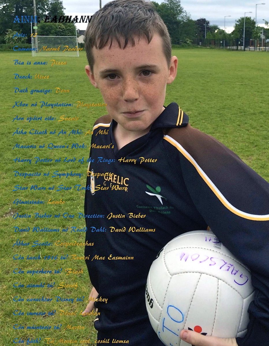 🏐🏐 Próifíl na n-Imreoirí  🏐🏐

Senior team pen pics <a href="/CumannnamBunsco/">CumannnaMí</a> final stars V <a href="/Slanens/">Slane NS</a>  #Réalta #GAA #peil #gaeilge #gaelscoil <a href="/MeathGAA/">Meath GAA</a>