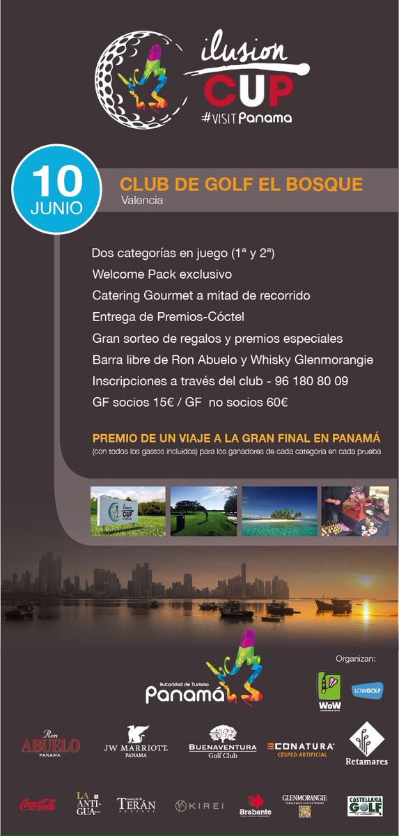 Sábado 10 de junio en @elbosquegolf #Valencia, próxima oportunidad de clasificarte para @ilusionCUP ¿Te lo vas a perder? #visitpanama https://t.co/0PR6wQKN7t