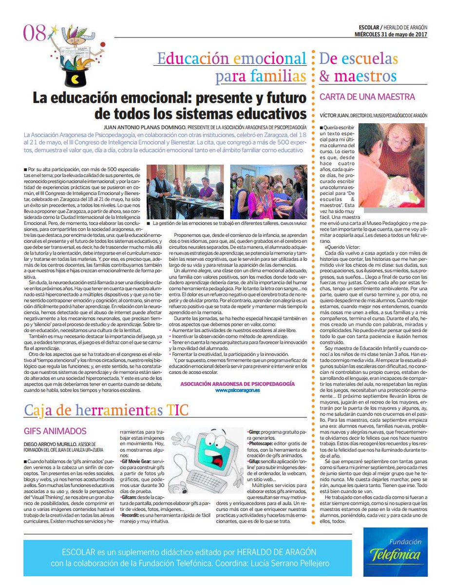 Asoarapsico's tweet photo. La #Educación #Emocional : presente y futuro de todos los sistemas educativos
#CIIEB17 #Bienestar @heraldoes @HeraldoEscolar https://t.co/rAbWWrgmUS