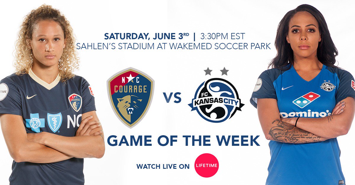FCKansasCity's tweet photo. Tomorrow: FC Kansas City takes on #1 @TheNCCourage on @lifetimetv as the NWSL Game of the Week.
Preview: https://t.co/IooyFE1Jg4 https://t.co/JeG0Za6QCC