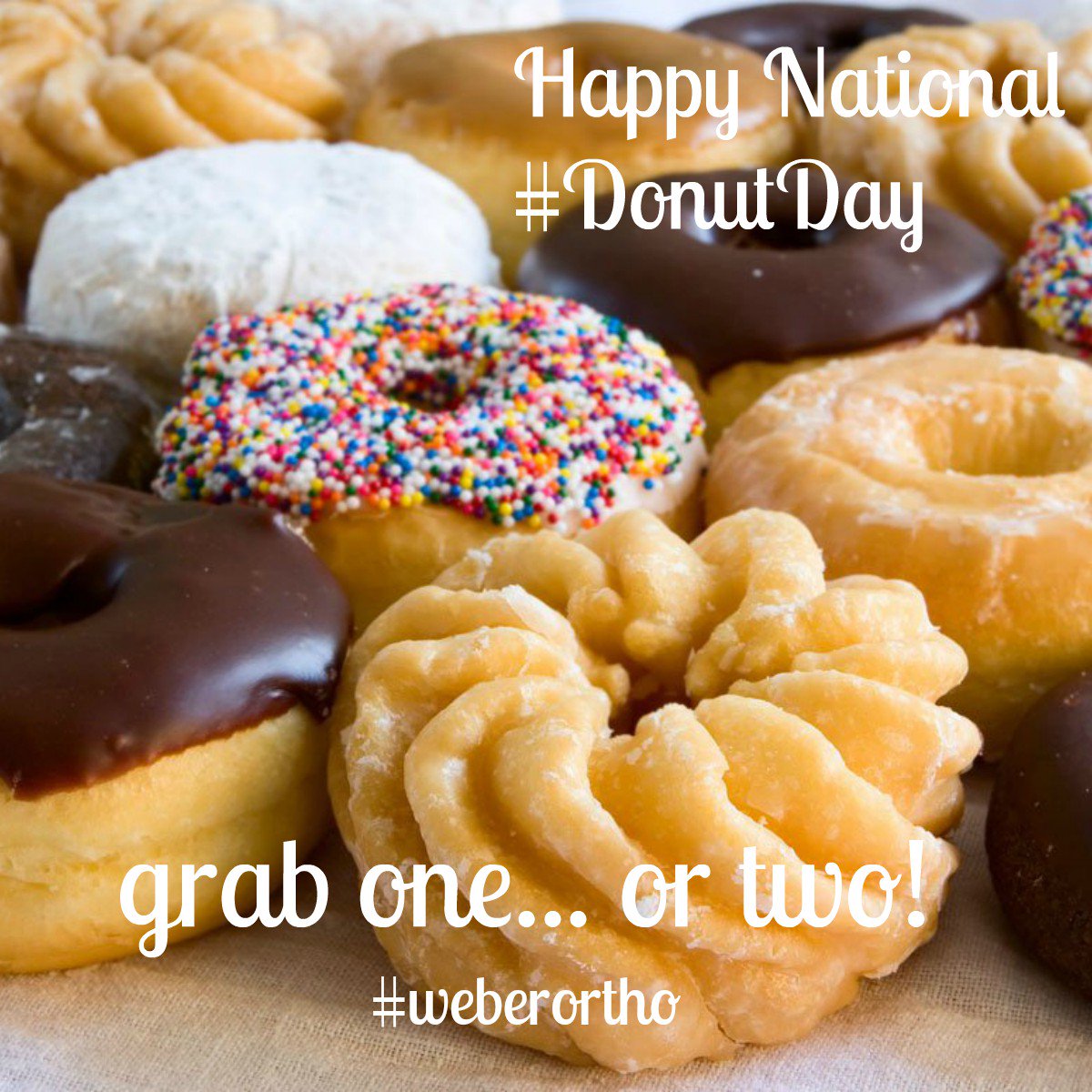 WeberOrtho's tweet photo. We are supporting a national cause today!! #goodexcuse #illtakeoneofeach #donutday #brushafter #weberortho https://t.co/VE4JmJijtw