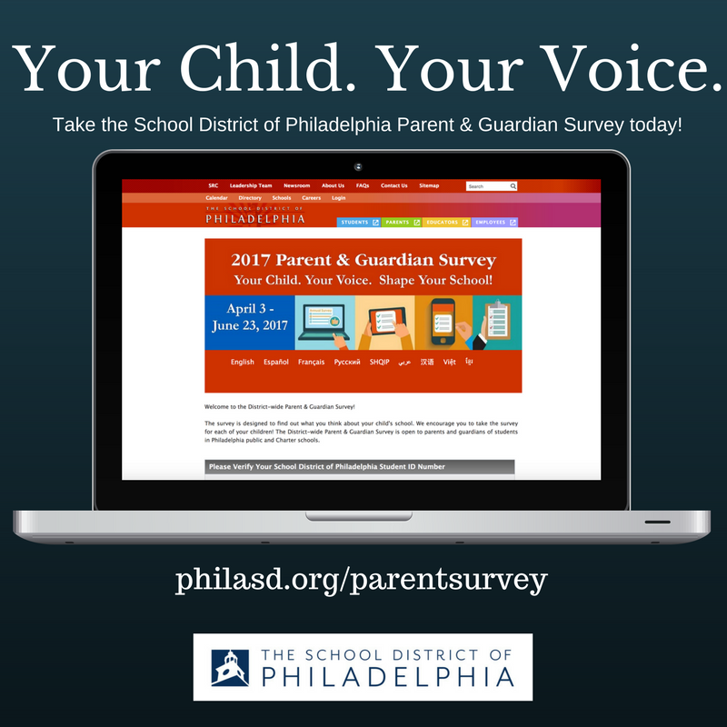 PHLschools's tweet photo. PARENTS: Don't forget to take our  parent/guardian survey online today

https://t.co/qfviZhwAcN

#Philly #PHLed https://t.co/kuPJ4q8UjC