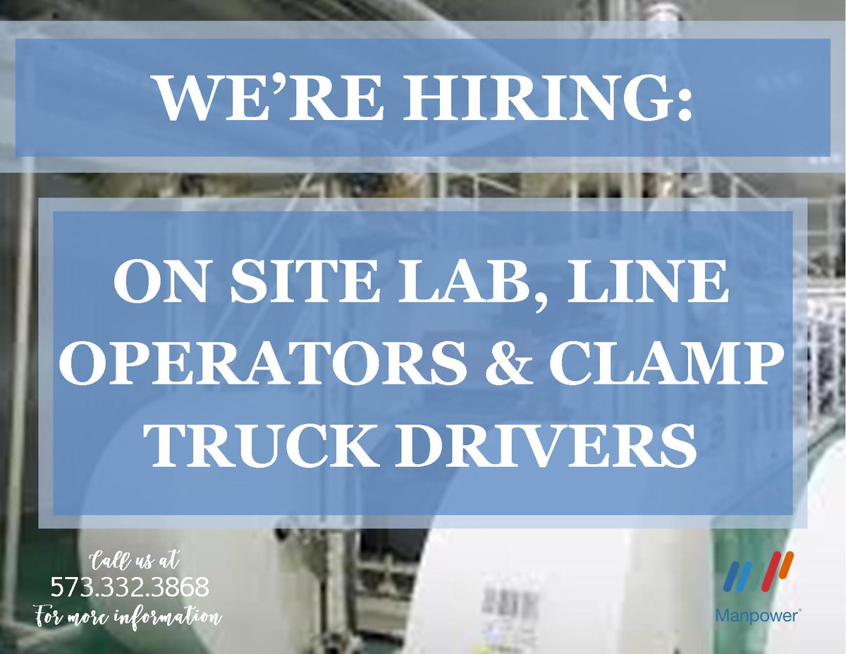 Manpower_at_PG's tweet photo. #job #jobs #igotthejob #helpwanted #hiring #wearehiring #lineoperators #forklift #clamptruck https://t.co/gcfXfcwudn