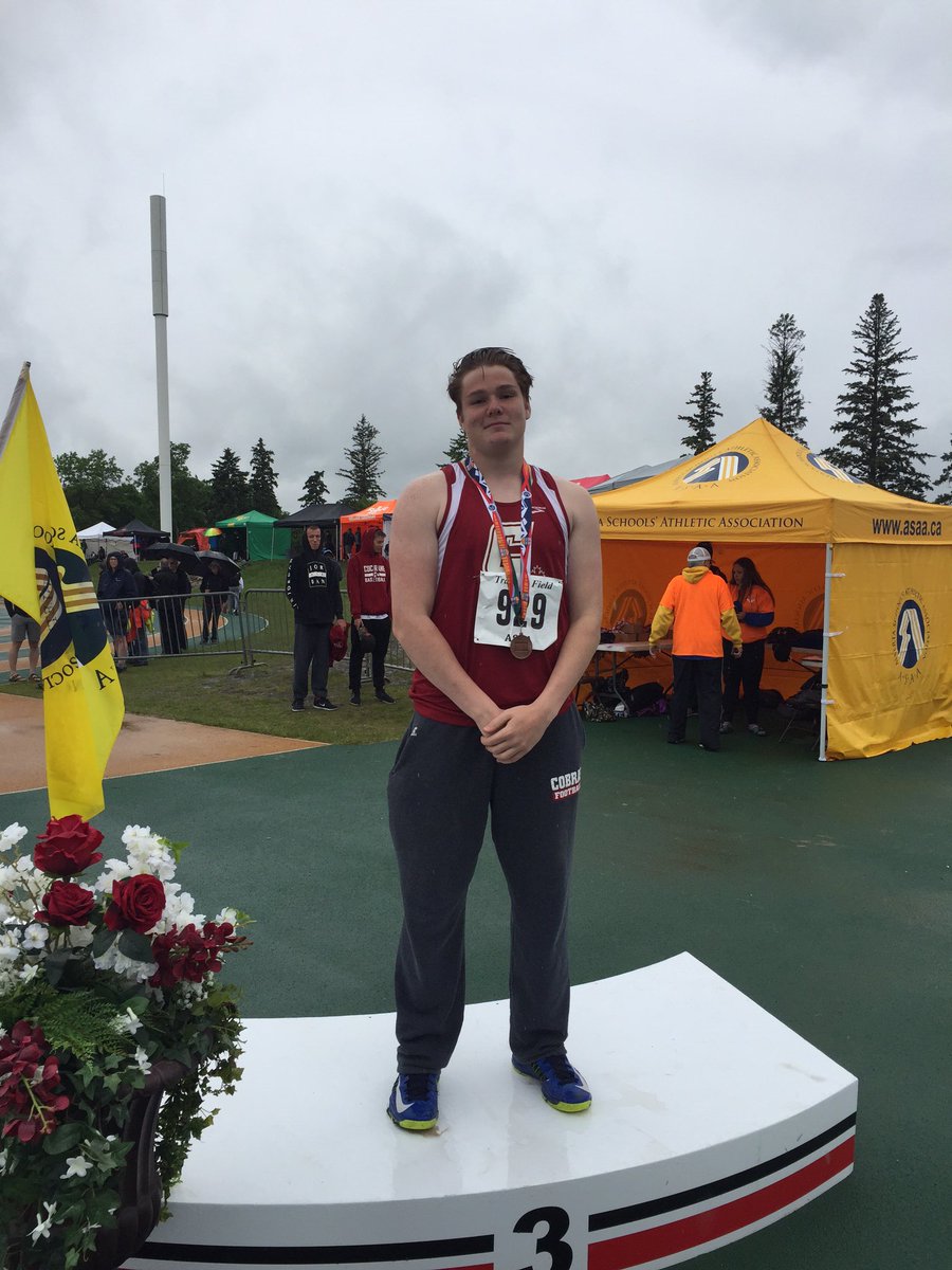 First Cobra on the podium today.  Brett Conlon with a Bronze Medal in Shotput.