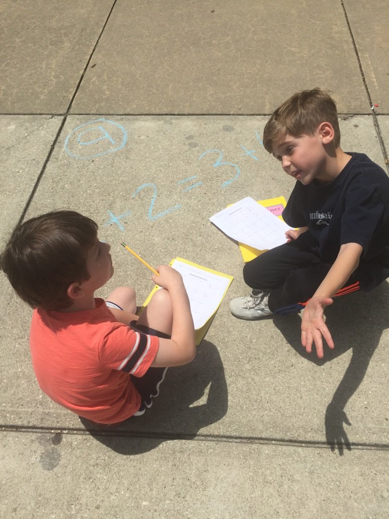 DES1stGrade's tweet photo. Sidewalk chalk math problems are the best math problems of all! https://t.co/bGtUTnwF3a