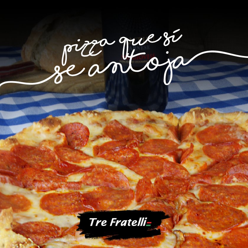 TreFratelliGt's tweet photo. Exquisita y preparada en nuestro horno de leña.
Nuestra pizza es un antojo realmente irresistible. https://t.co/RTdeWOR5Nw