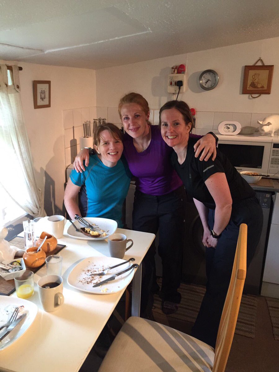 MiraWHW's tweet photo. One more day to go! Team Mira are shattered, they have varying degrees of toe loss, but they are smiling!!! Bring it on!!!! https://t.co/6h5IN9kOgM