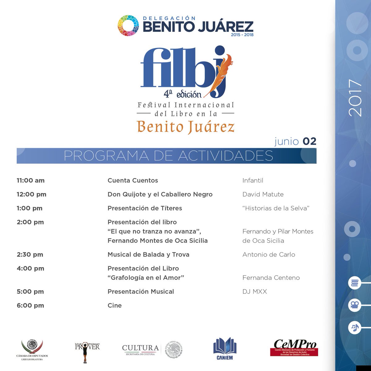 BJAlcaldia's tweet photo. Les compartimos el programa de hoy de la #FILBJ. ¡No falten! https://t.co/gCCPi28GSU