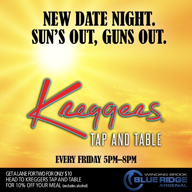 brawindingbrook's tweet photo. #brawindingbrook tonight for Date Night! Lane for 2 for $10 &amp; 10% coupon at @KreggersRVA #datenight #gunlife #sunsoutgunsout #ashlandva https://t.co/R1C7oXuerD
