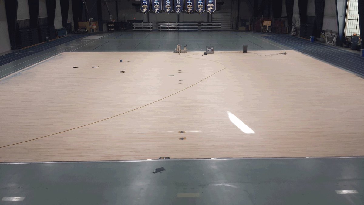 CSPBearsMBB's tweet image. Ganglehoff Center courts were refinished to display new CSP logo! #BeGolden #CSP
