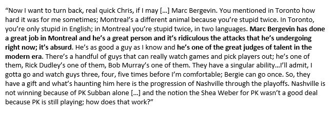 TheEagleDares's tweet photo. Full transcript of Brian Burke's comments on Bergevin yesterday from his interview with Chris Nilan. #Habs https://t.co/5mr7D8XQuI