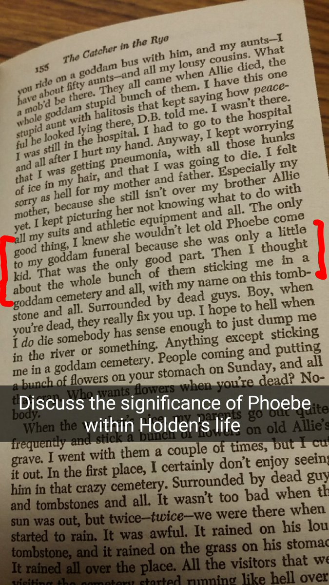 thetranengine's tweet photo. Phoebe is one of the few people who actually cares for Holden and isn't considered a phony.She represents childhood and innocence. #zapfv420 https://t.co/VHPl1txP6y