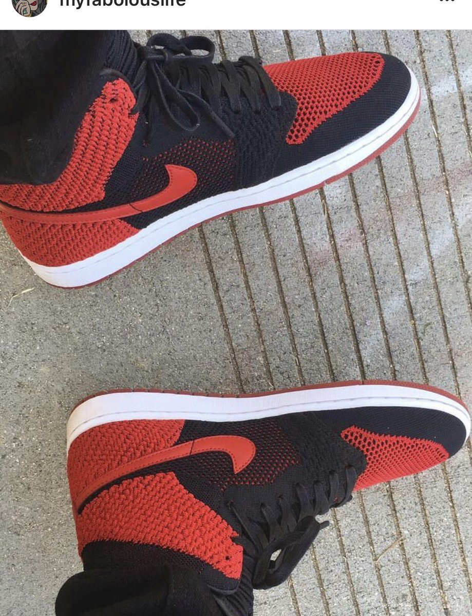 SneakerScouts's tweet photo. #OnFootLook Air Jordan 1 Flyknit 'Bred' via @myfabolouslife https://t.co/wYaWXUUuo8