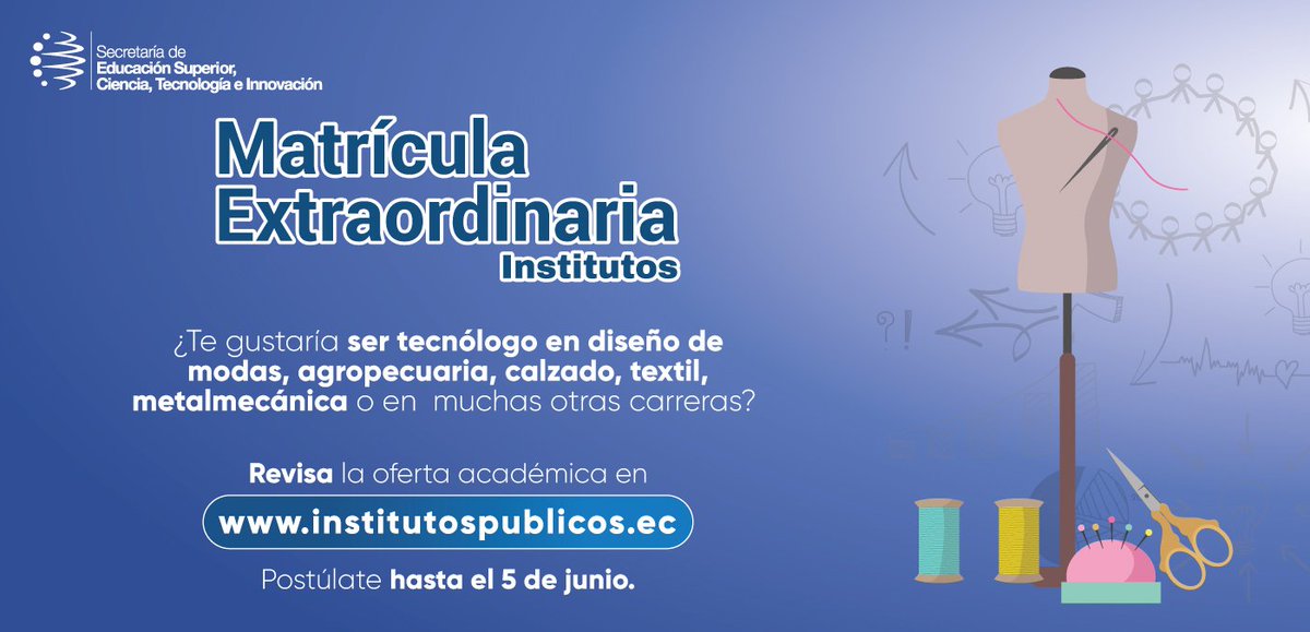 redInstitutosEc's tweet photo. #postulaInstitutos ¡Es tu oportunidad! Desde hoy hasta el 5 de junio postula a las carreras técnicas o tecnológicas https://t.co/ds3R0yxdXT