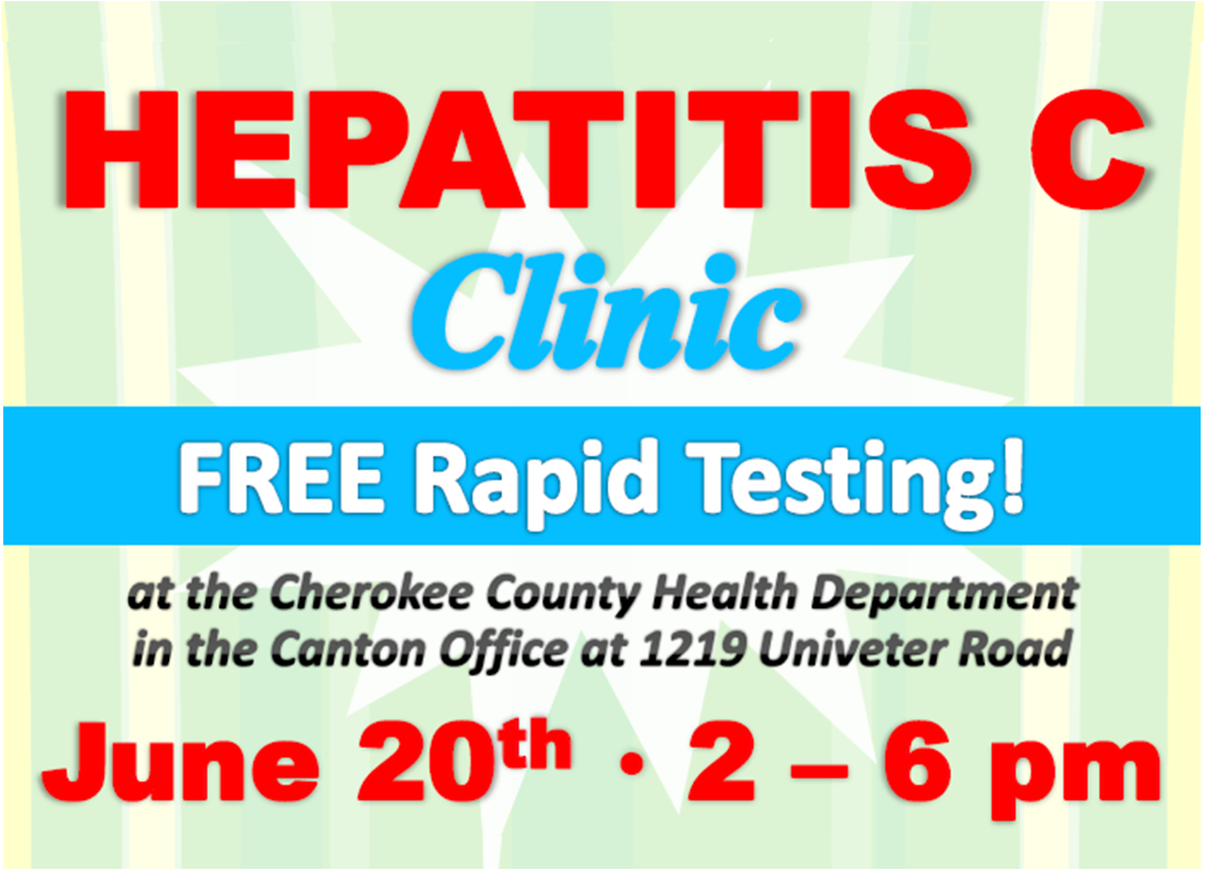NGAHealthDist's tweet image. FREE Hepatitis C Testing at Cherokee Co Health Dept in Canton, June 20th! nghd.org/pr/34-/867-fre… #HepatitisC #HepatitisCTesting