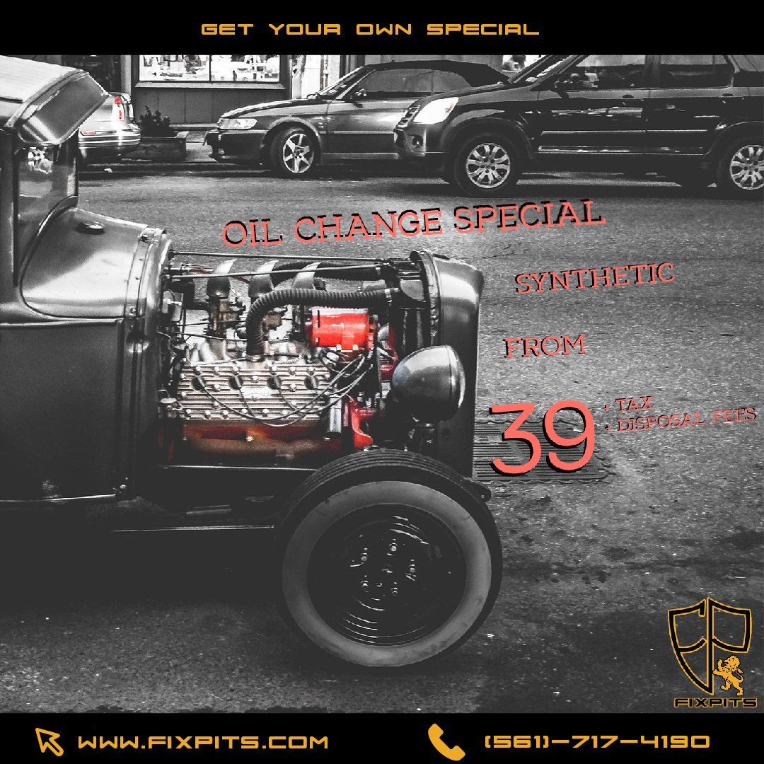 FixPits's tweet image. #FixPitsCoupon: Get your own oil change special from 39 + tax &amp;amp; disposal fees. You can get yours at fixpits.com