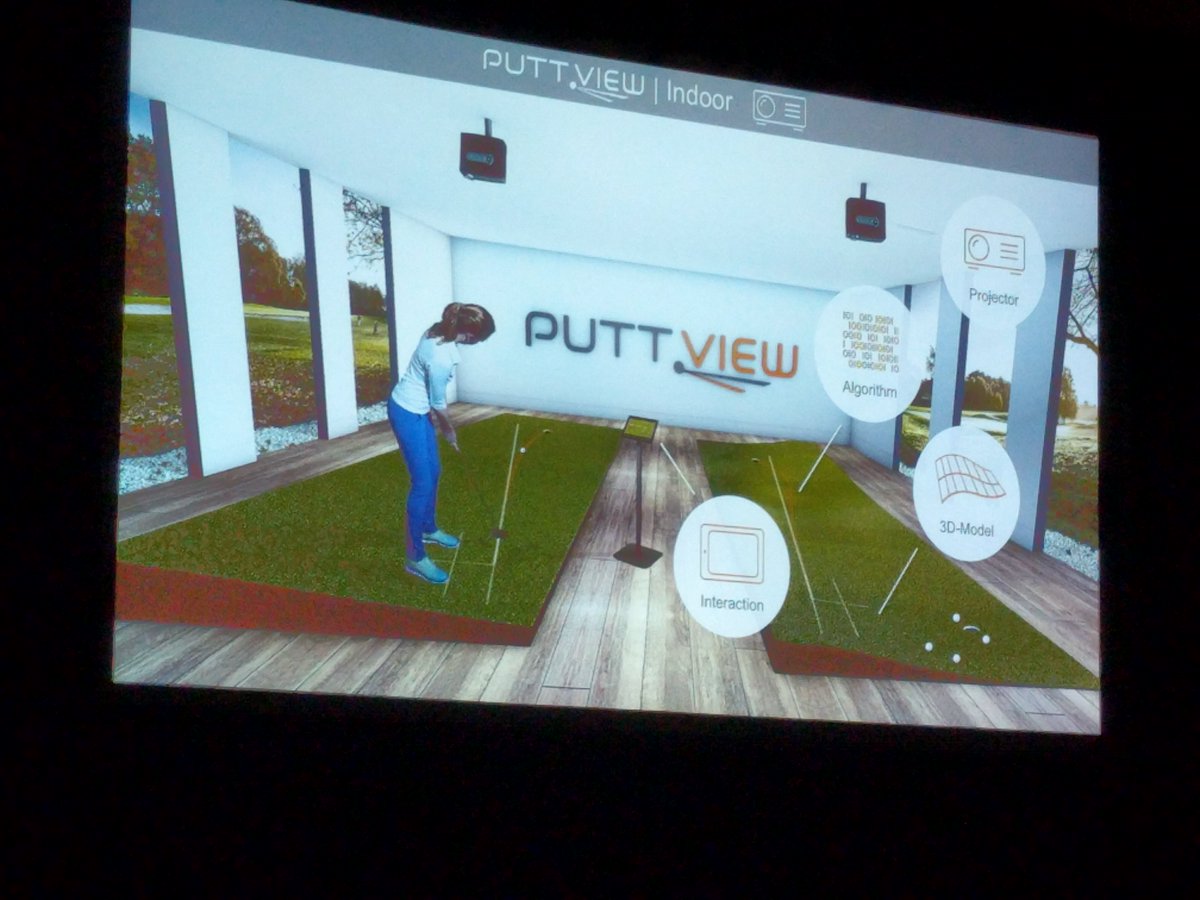 mpiszczo's tweet photo. #AWE2017 @ChrisPregizer @PuttView Spatial #AR w/ projection aids athlete performance improvement cycle. "Improvement is a very human thing." https://t.co/SuUc1iJtal