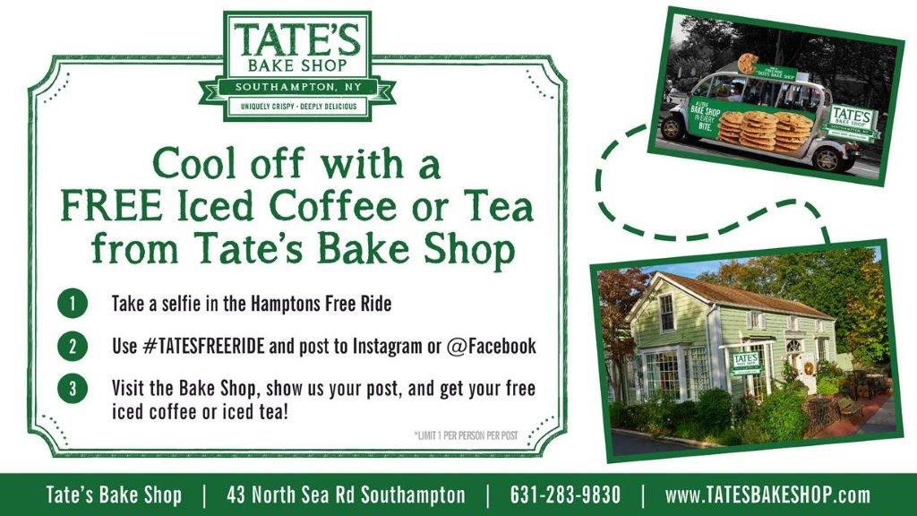 TatesBakeShop's tweet photo. Plan on stopping into our Southampton store this weekend? Take a ride on our #tatesfreeride golf cart and post your selfie to Instagram! https://t.co/820Pkj9RaH