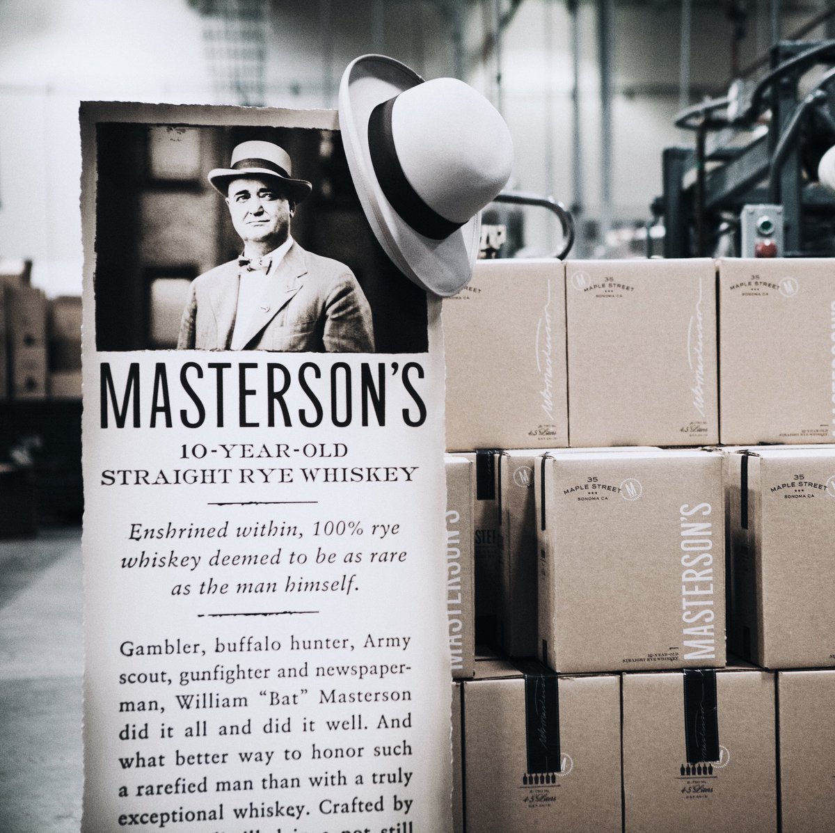 Mastersons's tweet photo. Enshrined within, 100% rye #whiskey deemed to be as rare as the man himself. #BatMasterson #Mastersons https://t.co/fFyuEQCOpw