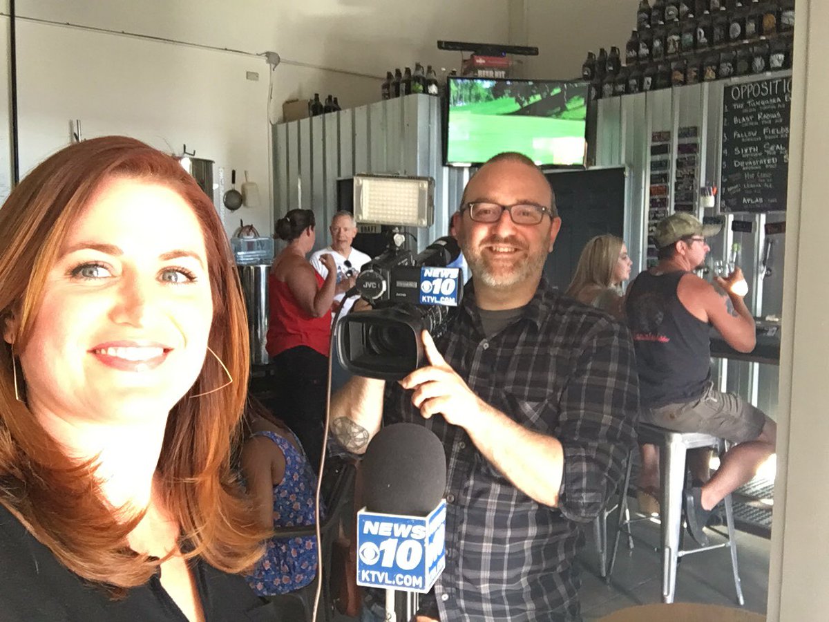 trishglose's tweet photo. Who agreed to this?  Both bosses out on a live shot! #MedfordBeerWeek #LiveOnKTVL https://t.co/K3KD4kpwcM