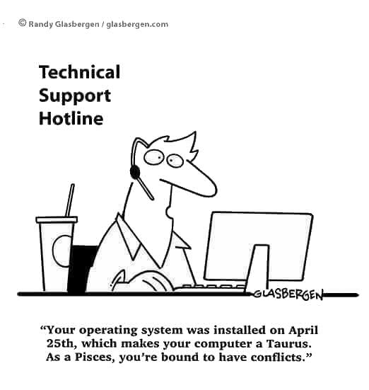 RobertCurrey's tweet image. "Your operating system was installed on April 25th, which makes your computer a Taurus.  As a Pisces, you are bound to have conflicts."