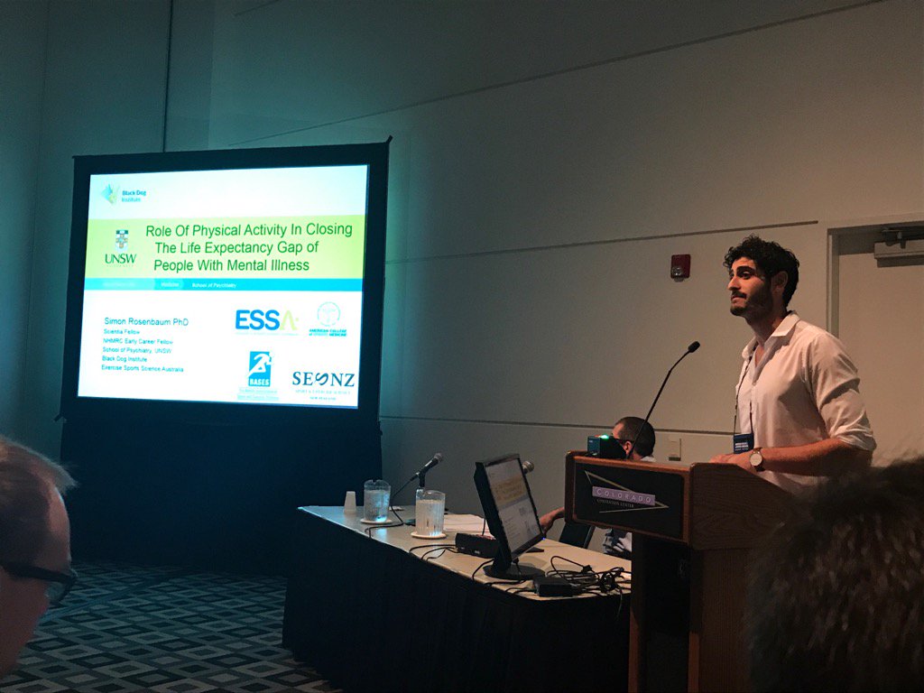 PhilWardAu's tweet photo. New commitment to use exercise to improve life expectancy in mental health #ACSM2017 @simon_rosenbaum #ExMH https://t.co/b3JkecEDt4