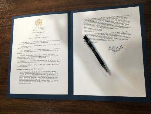 Today <a href="/NYCMayor/">Mayor Zohran Kwame Mamdani</a> signed a landmark executive order adopting the principles &amp; goals of the #ParisAgreement. Cities and states, let's do this.