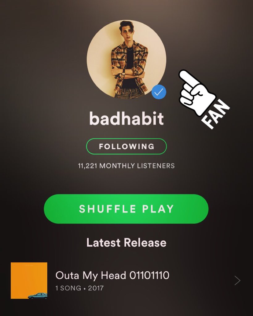 badhabit_songs's tweet photo. everybody go follow me on @Spotify right now!!! 
👉  https://t.co/atrettVIlG  👈 https://t.co/kGNJbrTyO1