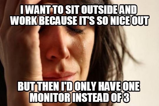 ProgrammingIife's tweet image. This is how I feel when it&apos;s nice weather outside
Credit to: improgrammer.net
#Firstworldprogrammerproblems #Programminglife