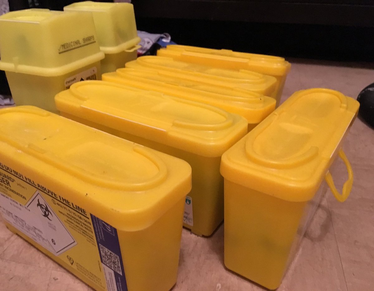 Chris_Foxall's tweet photo. Think it's about time I took my sharps containers back the doctors :-S #diabeticlife #TooManyToCarry https://t.co/bwUWUUkh6K