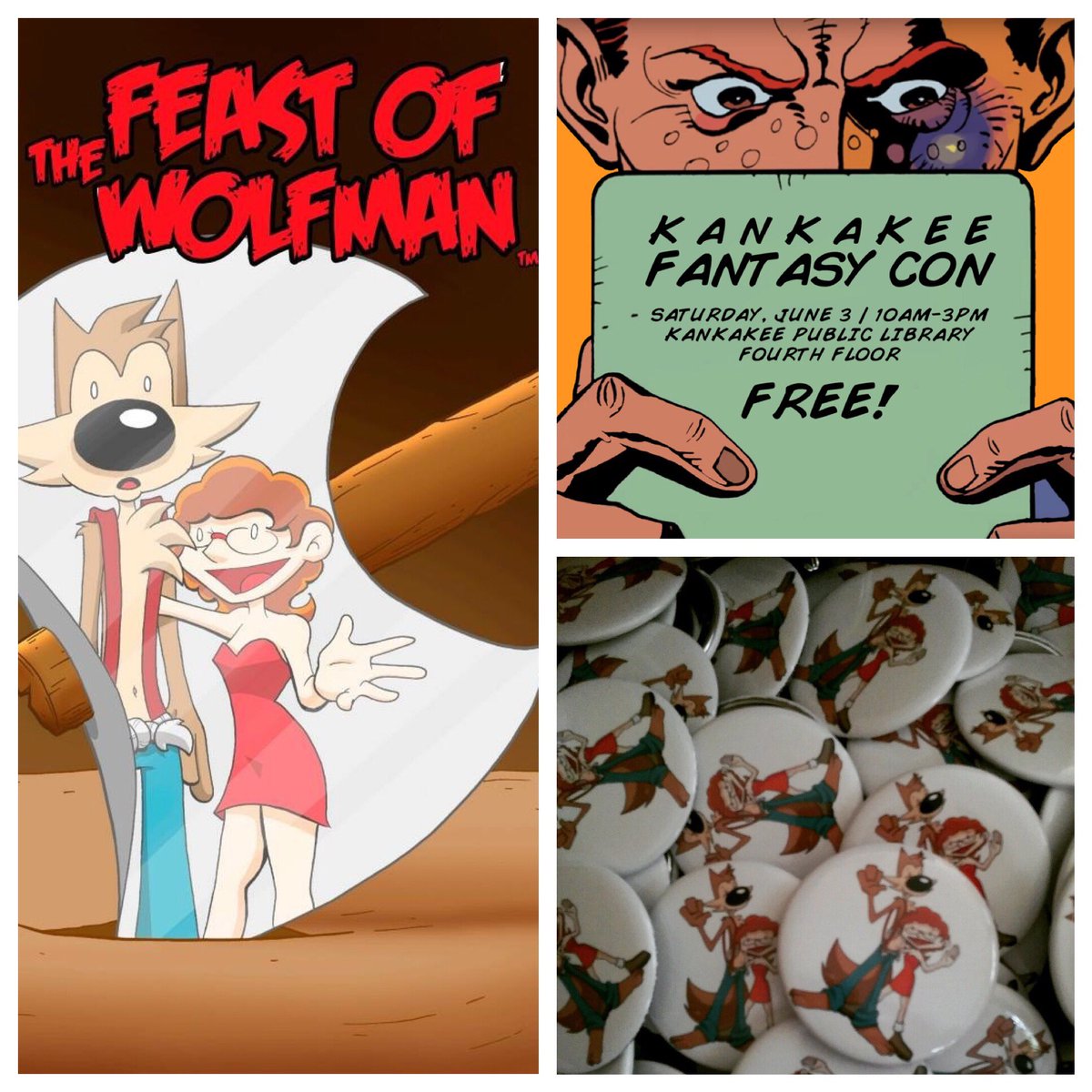 NstantPress's tweet photo. Tomorrow is #KankakeeFantasyCon at #kankakeepubliclibrary. Stop by &amp; get the new full-size Feast of the Wolfman. #comics #TalesoftheWolfman https://t.co/qoRlGHADoe