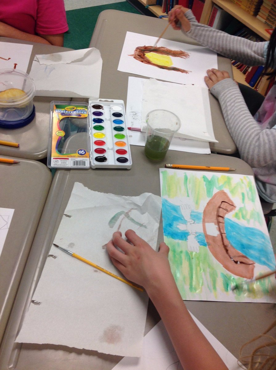 SraForde's tweet photo. Painting in the styles of Kahlo, Rivera, and Dalí. #gohawks39 @HawkWolf39 https://t.co/ANbhaqk3PT