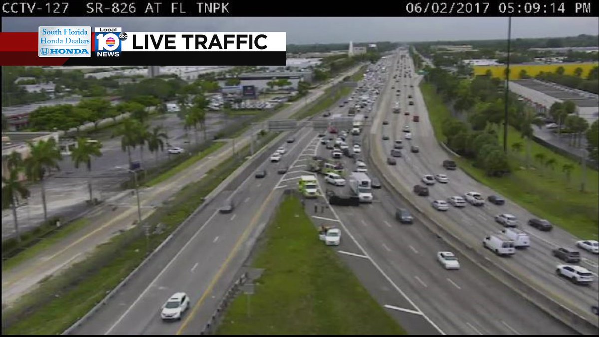 CRASH: SR-826 EB before I-95. Two lanes are blocked. Expect heavy delays. #TRAFFIC #MIAMI https://t.co/lKhRVQQYdX