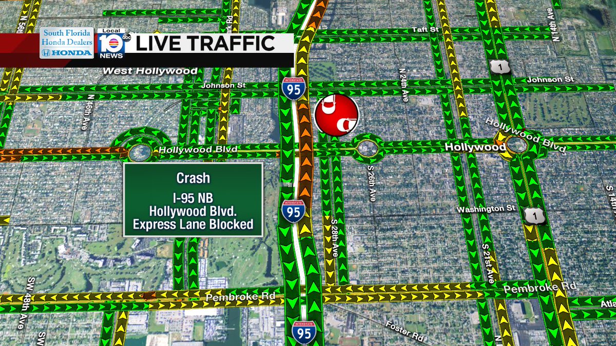 CRASH: I-95 NB & Hollywood Blvd. One express lane is blocked. #TRAFFIC https://t.co/NHWoiNFavC