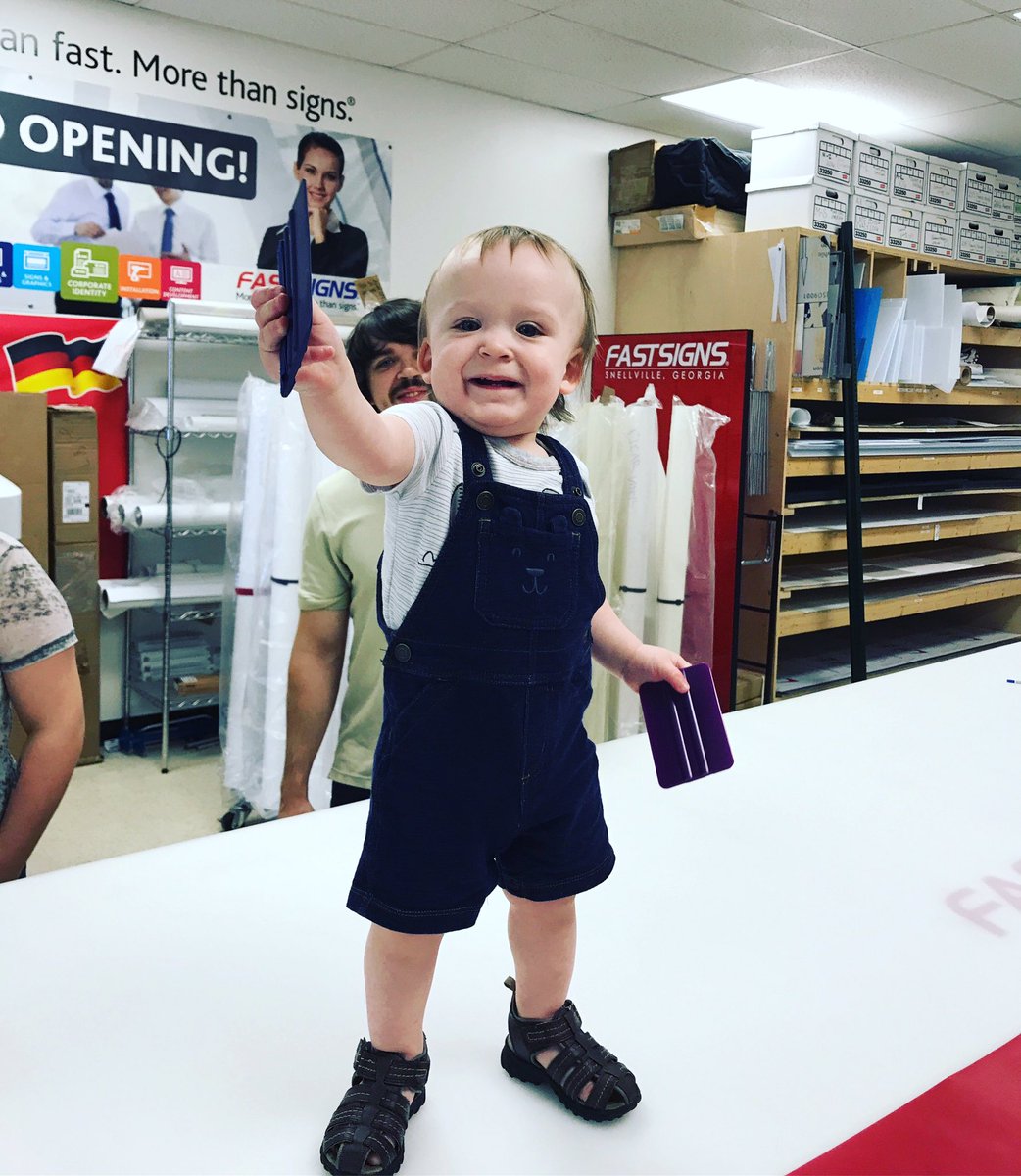 Little Liam says "where's the vinyl at???" #signs #family #startthemearly #TGIF #fastsigns #snellville