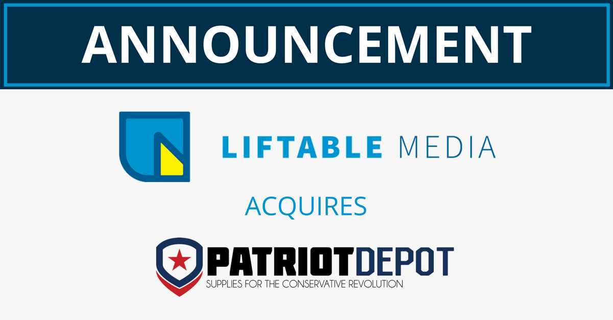 LiftableMedia's tweet photo. Find out more about Liftable Media's recent #acquisition of the #ecommerce store Patriot Depot  --> https://t.co/J2hfAPjMpH https://t.co/2kXsUjVBEp