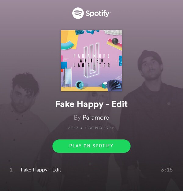 A radio edit version of Fake Happy has just been uploaded by <a href="/paramore/">paramore</a> on Spotify! Could it be the next single?