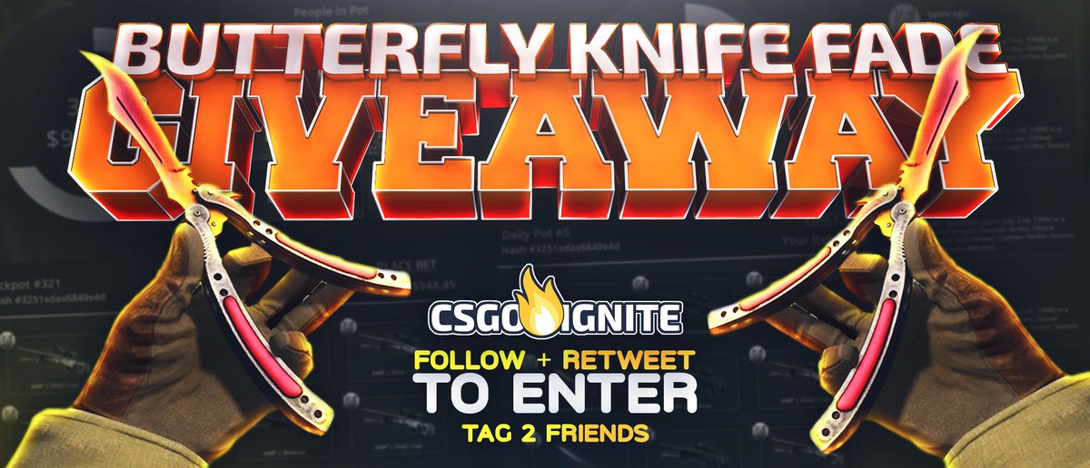 CSGOIgnite's tweet image. Butterfly Knife | Fade FN by @CSGOIgnite 

- RT
- Follow
- Tag 2 friend.

Ends in June 5th