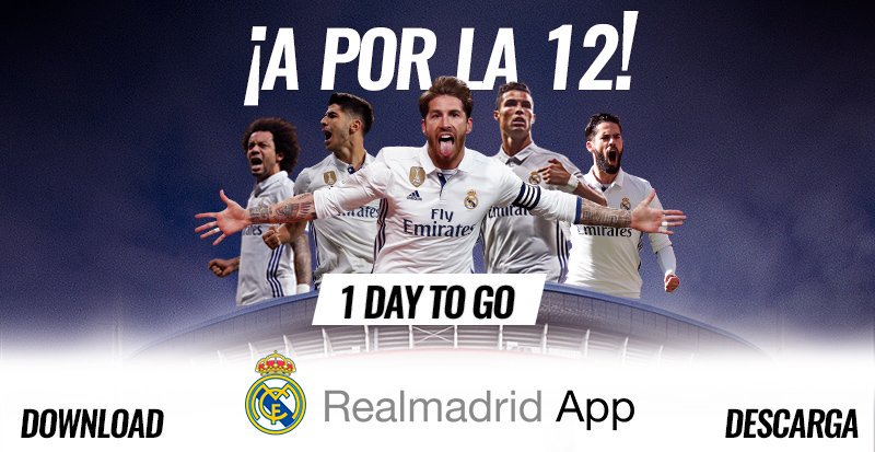 realmadrid's tweet photo. 📱👀🏆 #APorLa12
Sigue todos los detalles de la Final 🆚 Juventus con RealMadrid App. ¡Descarga AHORA! 

👉 https://t.co/xVrH3GKvAM

#HalaMadrid https://t.co/AvRz44AuiX