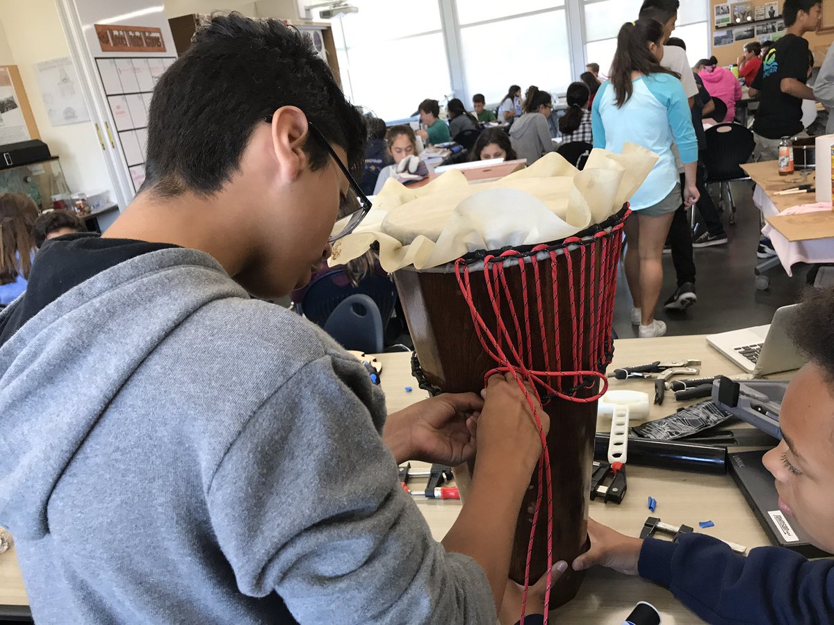 EdrickMac's tweet photo. When u give Ss time, space, &amp; guidance, they produce Rad projects! Our Ss are so proud of their handcrafted djembe drum! #DropTheBeatProject https://t.co/mAo4Ko02CO