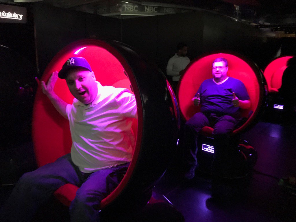 JerseyJoe50's tweet photo. Careful, as I emerge from my virtual reality pod! #TheMummyVR #NewYorkCity #RockefellerCenter https://t.co/ArsQq0NFRk