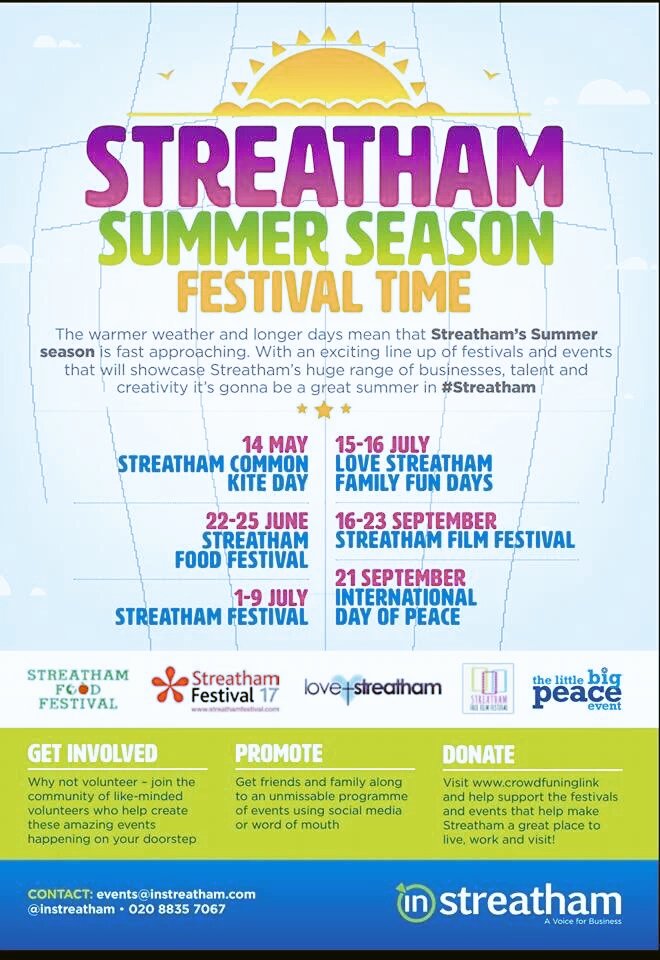 streathamaction's tweet photo. Streatham Summer Season 2017
Food Festival 22-25 June
Streatham Festival 1- 9 July
Film Festival 16 - 23 September https://t.co/wlFMqHzcOM