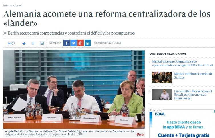 CCivicaCatalana's tweet photo. Alemania reforma Constitución para retirar competencias a las regiones y controlar sus gastos. Para cuándo n España? https://t.co/hW2P2lW0Sk https://t.co/rhDg3ogJ6V