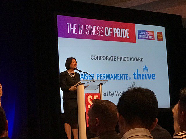 kpnorcal's tweet photo. KP's NorCal President Janet Liang: Proudly accepts #SFBTPride Award for equity in #LGBTQ healthcare @SFBusinessTimes https://t.co/hVEecLG1t0 https://t.co/9BbqMlWYc5